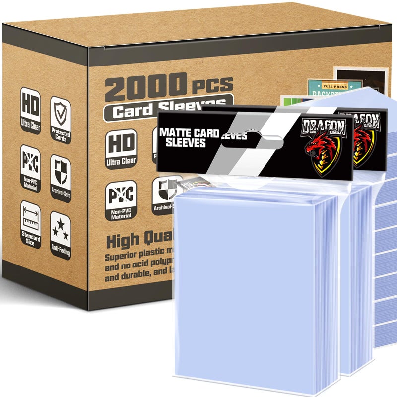 Kitoyz 2000 Counts Card Sleeves Top Loaders for Trading Cards, Penny Soft Sleeves Baseball Card Sleeve Protectors Fit for Sports,Football,Game Cards - Image 1
